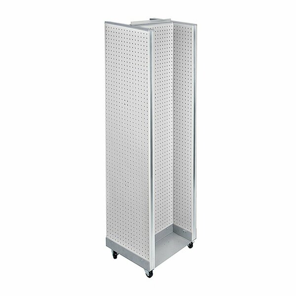 Azar Displays H-Unit Pegboard Floor Display on Wheeled Base. Panel Size: 16''W x 60''H 700431-WHT